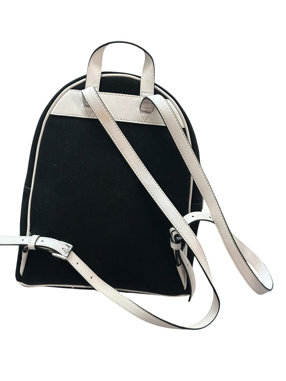 Michael Kors Abbey Small Graffiti Backpack Black White Canvas Logo Bookbag Bag - Picture 7 of 11